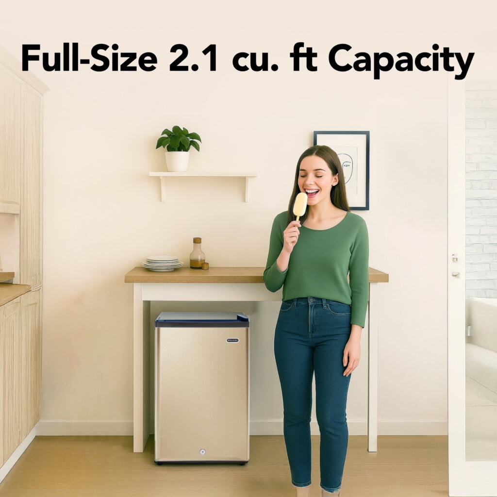 Whynter 2.1 cu ft Upright Freezer with Lock in Rose Gold,  Energy Star Rated