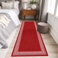 thumbnail image 4 of 2'x6' Rug Runners for Hallways Kitchen, Red Retro Greek Key Non Slip Entryway Beside Floor Carpet Runner, Geometric Greece Ancient Rustic Washable Laundry Room Bedroom Throw Rugs Mat for Family Pet, 4 of 8