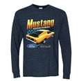 thumbnail image 2 of Wild Bobby, Ford Yellow Mustang Horsepower Cars and Trucks Men Long Sleeve Shirt, Vintage Heather Navy, Medium, 2 of 6