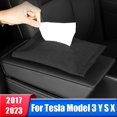 thumbnail image 2 of Reposabrazos para asiento de coche, caja de pañuelos para Tesla modelo 3 S X Y 2017- 2022 2023 2024, organizador de almacenamiento colgante, servilleta de papel, bolsa, 2 of 5