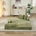 thumbnail image 2 of Folding Mattress Sofa Bed, 79'' Foldable Sleeper Lounge Modular Couch, Sleeper Sofa Couch with Armrest and Pillows, Chenille Floor Sofa Lounge Couch for Living Room Bedroom,Green, 2 of 15