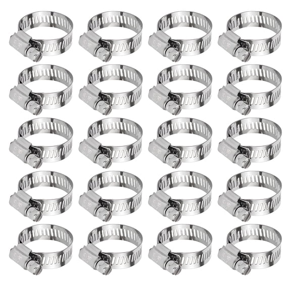 20 Pcs 10-16mm Hose Clamp Stainless Steel Hose Clamp Adjustable Worm Gear Hose Clamp, Metal Fuel Line Pipe Clamp for Plumbing, Automotive And Mechanical Application