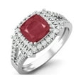 thumbnail image 2 of 6MM Cushion Ruby Glass Filled Split Shank Solitaire Halo 925 Sterling Silver Valentines Day Gifts Ring, 2 of 3