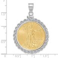 thumbnail image 2 of Diamond2Deal 14k White Gold Rope 1/2oz American Eagle Screw Top Coin Bezel Pendant for Women (L- 1.72 inch, W- 1.23 inch), 2 of 4