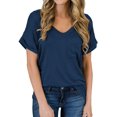 thumbnail image 1 of T-shirts à Manches Courtes Col en V pour Femmes Tee-Shirt Décontracté Ample, 1 of 3
