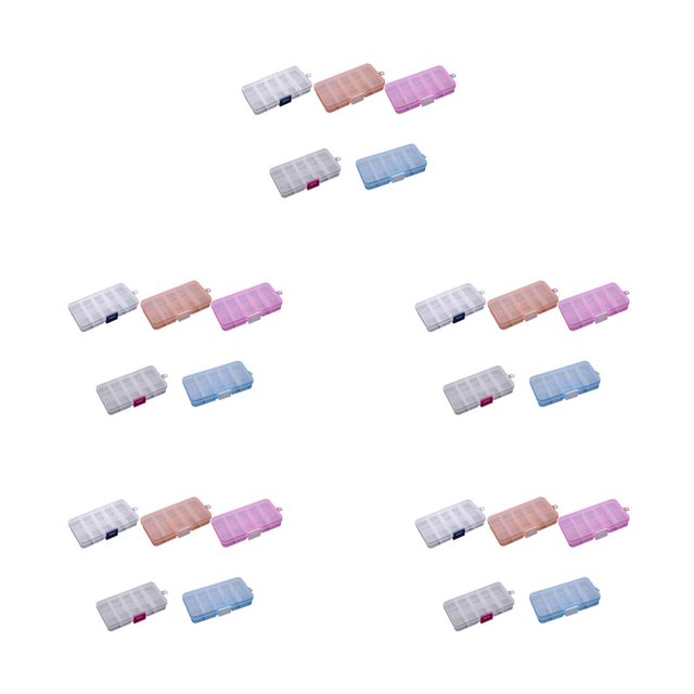 Bearachild Caja de almacenamiento de 10 compartimentos, práctica caja de plástico ajustable para anillos de cuentas, organizador de exhibición de joyas Type6 NO6 Bearachild CBP096730