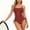 Brown-Slimming Swimwear, variant on Tummy Control Swimsuits for Women One Piece Swimsuit Push Up Bathing Suits Ruffle Full Coverage Slimming Swimwear Wine XL(XL)