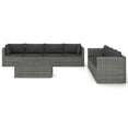 thumbnail image 3 of vidaXL 9 Piece Patio Lounge Set with Cushions Poly Rattan Gray, 3 of 12