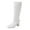 White, variant on Women's Stretchy Knit Mid-Calf Boots, Block Heel 2.36in Breathable Slim Fit Fashion Casual Winter