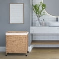 thumbnail image 4 of Seville Classics Sustainable Handwoven Lidded Rolling Laundry Hamper with Gold Casters, Natural Water Hyacinth, 4 of 10