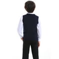 thumbnail image 4 of Toptie Kid Uniform Sweater Vest V-Neck Cotton Knit Pullover (Navy / Black)-Navy-5, 4 of 8