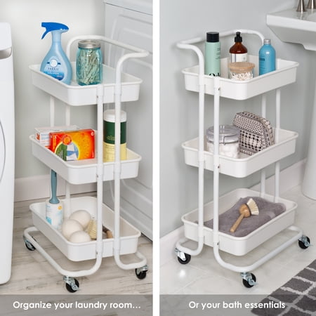 HONEY-CAN-DO 3-TIER ROLLING CRAFT CART WITH HANDLE, WHITE
