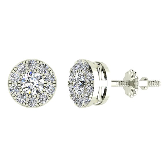 Halo Cluster Diamond Earrings 0.77 CTW 14K White Gold