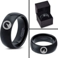 thumbnail image 4 of Tungsten Howling WolfBand Ring 8mm Men Women Comfort Fit Black Dome Polished, 4 of 4