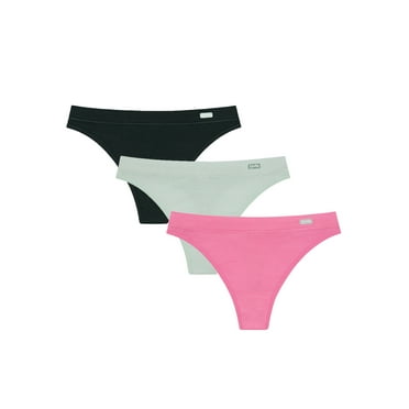 Kindly Yours Women’s Natural Comfort 3-Pack Cotton Modal Thong Underwear, Sizes XS-XXXL