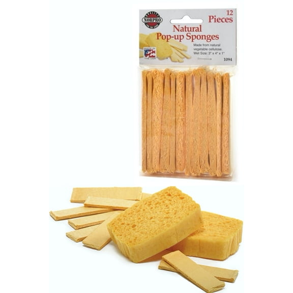 Norpro 1094 Natural Pop Up Cleaning Sponges Compostable 12 Pack 4 x 3 Inch