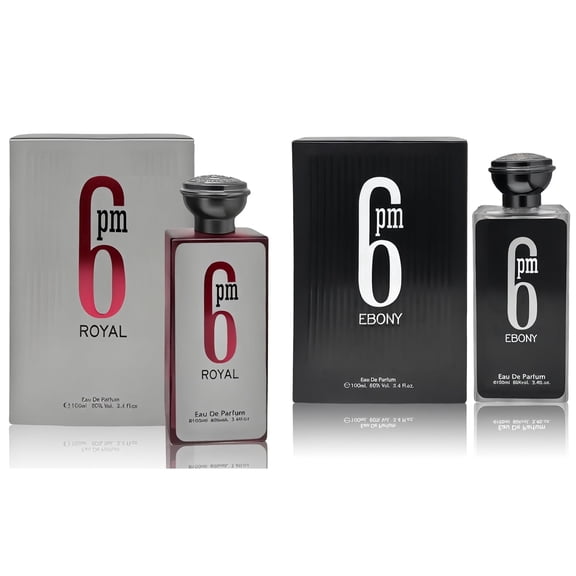 Cologne for Men, 6 PM Ebony&6PM Royal, Citrusy Woody Notes, Warm Spice, and Musk Fragrance, Long-Lasting Luxury Cologne for Men,100ml*2
