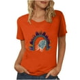 thumbnail image 1 of Dadaria Tee-Shirt pour Femmes Orange Manches Courtes Col Rond Hauts Été Chandail Blouses L, 1 of 5