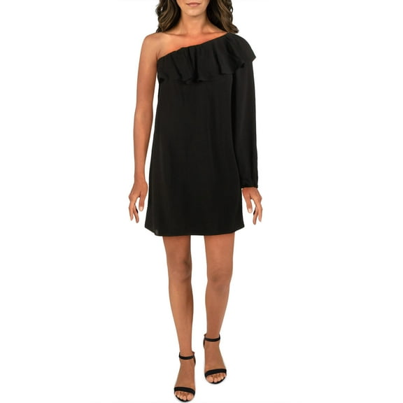 French Connection Womens Evening Dew Mini One Shoulder Cocktail Dress Black 2