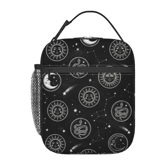 Sun And Moon Lunch Bag Reusable Zipper Closure Leakproof Insulated Lunch Box Cooler Tote Bag Food Container Snack Bag