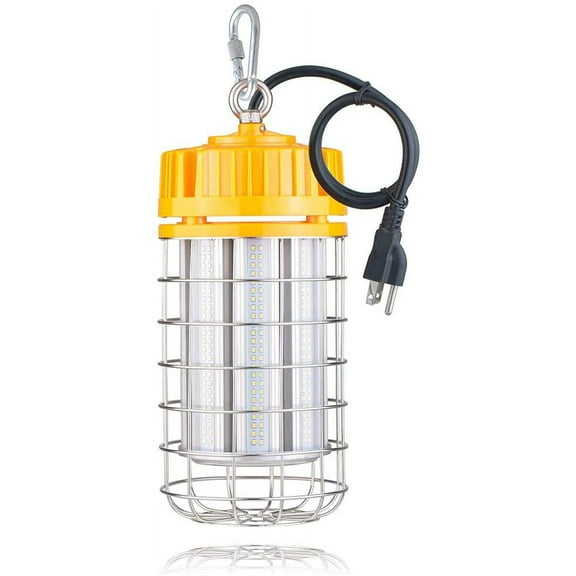 150W Led Temporary Work Light, 19500 Lumen LED High Bay Light(900W Equiv) 5000K Outdoor Construction Lights with Stainless Steel Guard & Hook