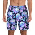 thumbnail image 2 of Picia flower Skull star pattern Mens Swim Trunks with Compression Liner Stretch Beach Shorts Quick Dry with Zipper Pockets No-Chafing Board Shorts-X-Large, 2 of 9