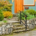 thumbnail image 2 of 3 Step Handrails for Outdoor Steps, Wrought Iron Stair Railing Fits 1 to 3 Steps, Metal Hand Rail with Installation Kit, Staircase Handrails for Concrete, Porch, Deck, Exterior Steps, Black, 2 of 9