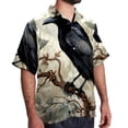 thumbnail image 2 of Crow Men's Hawaiian Print Casual Button Down Short Sleeve Summer Beach Shirt - Unisex, 2 of 6