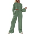 thumbnail image 1 of Ensemble Assorti Deux Pièces pour Femmes Col Rond Ourlet Fendu Tee et Pantalon Survêtement, 1 of 5