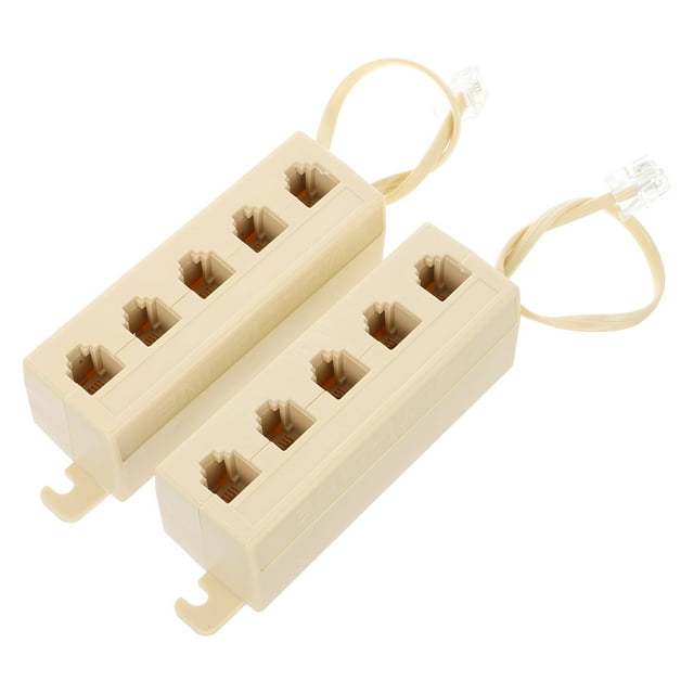 2pcs Phone Lines Splitter Adapter 1 In 5 Way Telephone Splitter Easy Installation Landline Splitter Junction Box 6P4C Telephone Adapter