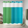 thumbnail image 6 of No Hook Shower Curtain, Green Blue Ombre Striped Shower Curtains for Bathroom with See Through Top Window, Modern Color Vertical Waterproof & Washable Bath Curtain Long 72"x78", 6 of 9