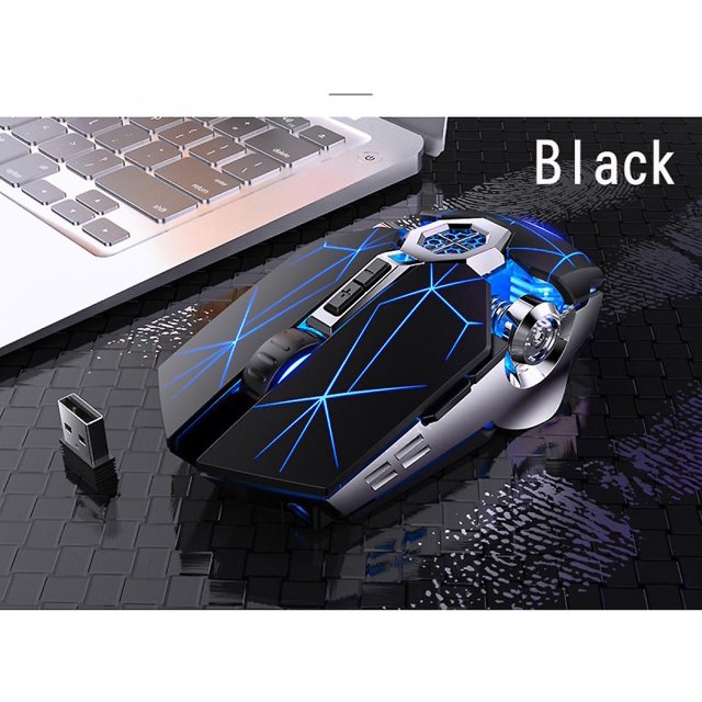 Ratón inalámbrico recargable A7, accesorio silencioso para ordenador, juegos para el hogar y la oficina, color negro mate agrietado con cielo estrellado