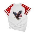 thumbnail image 4 of Cmfcve Women's Summer Graphic Tees Round Neck Plunge-cut Short Sleeves Gym Blouse Vintage Solid Color Independence Day Tunics, 4 of 5
