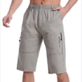 thumbnail image 7 of DODADAWANJ Capris Pants for Men Below Knee Cotton Casual 3/4 Capri Pant Big and Tall Wide Leg Elastic Waist Hiking Sports Long Shorts with Pockets Gray L, 7 of 7