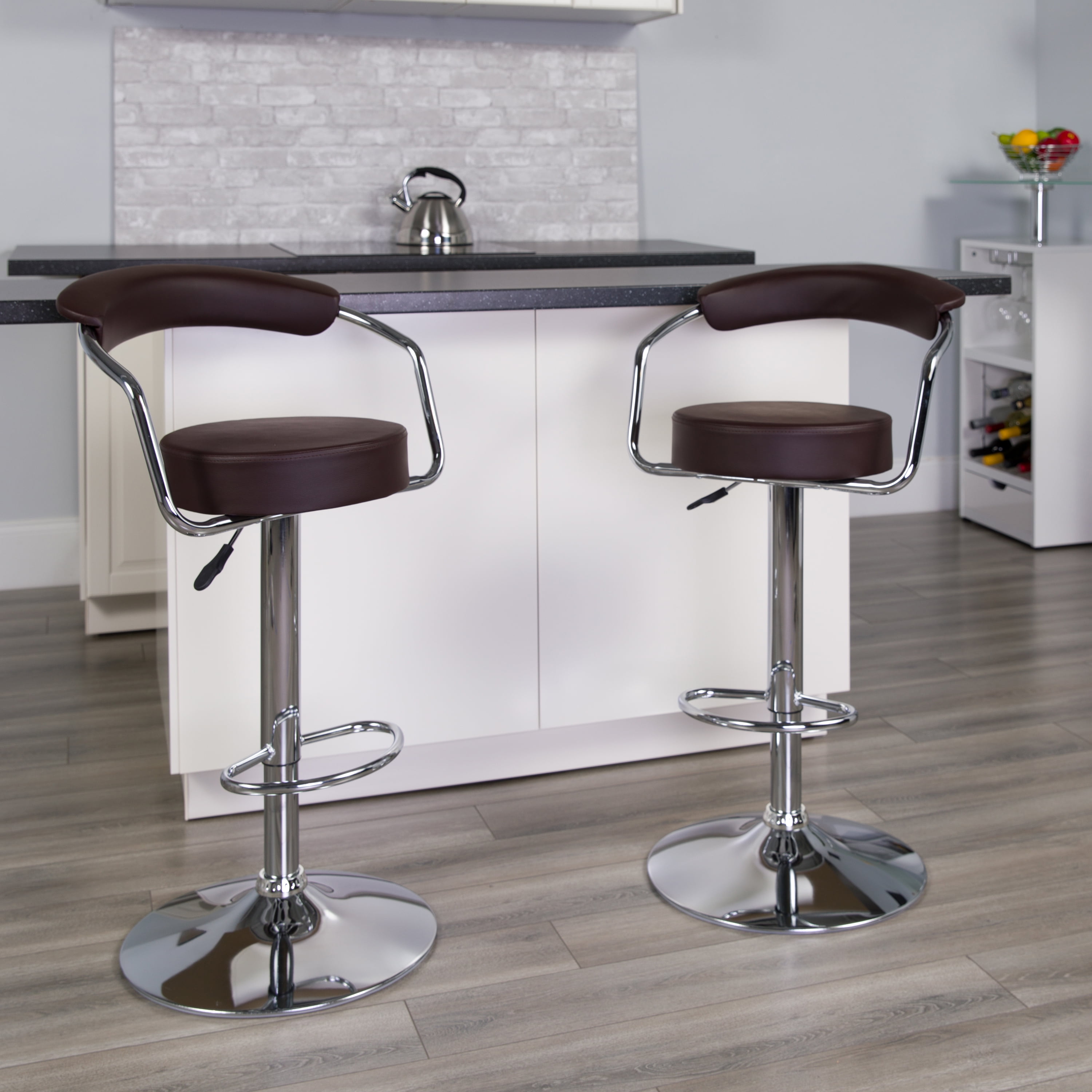 Flash Furniture Contemporary Vinyl Adjustable Height Barstool with Arms