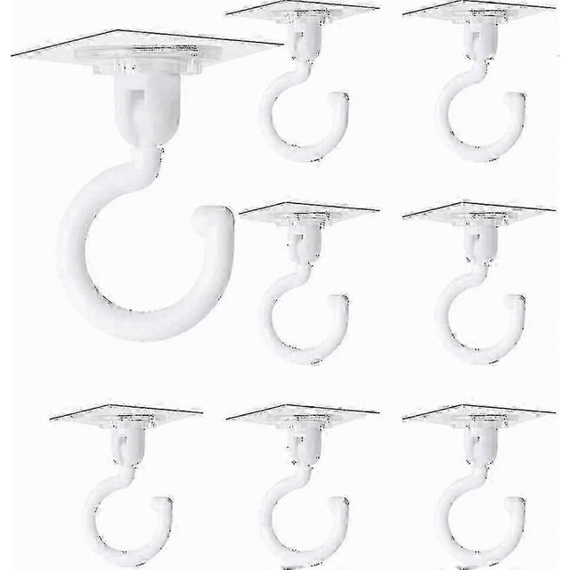 8-Pack Clear Rotating Hooks, No-Drill Adhesive Wall & Ceiling Hangers for Home Decor and Storage Solutions