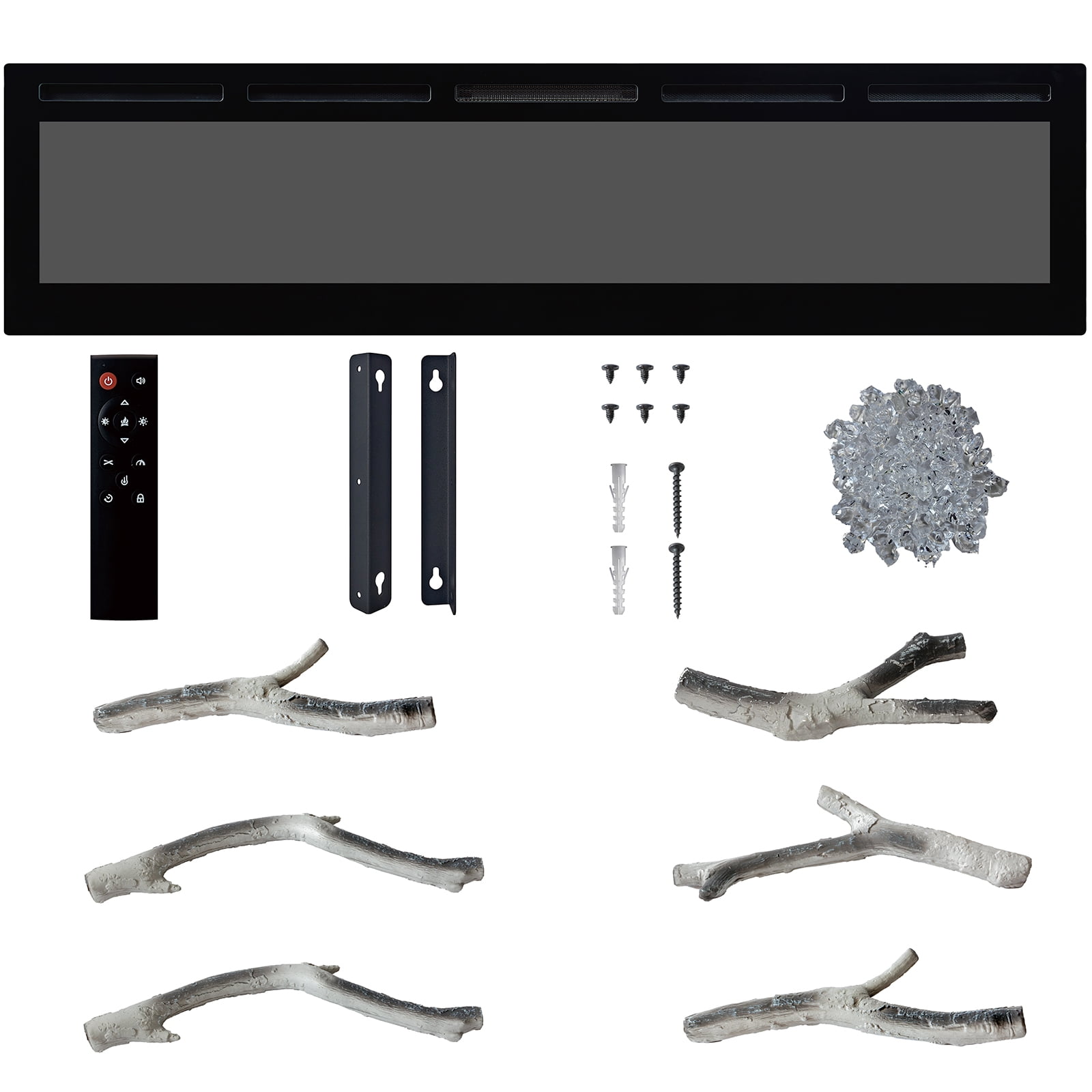 Yesurprise 70" In-Wall Electric Fireplace with Remote, Thermostat, Dual Heating & Timer, Featuring 12 Color Flames with Log & Crystal Decor