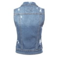 thumbnail image 4 of Made by Olivia Women's Classic Sleeveless Distressed Button Down Jean Denim Jacket Vest, 4 of 4