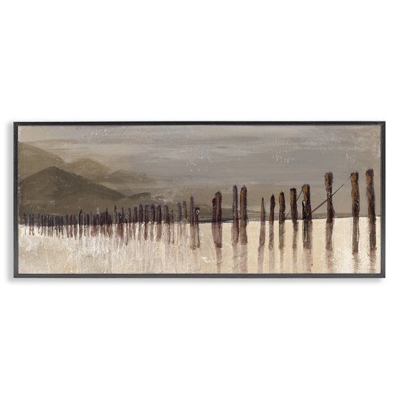 Stupell Industries Southwestern Abstract Mountain Range Wooden Pillars Monochromatic Brown Black Framed Giclee Art, 24 x 10, by Patricia Pinto