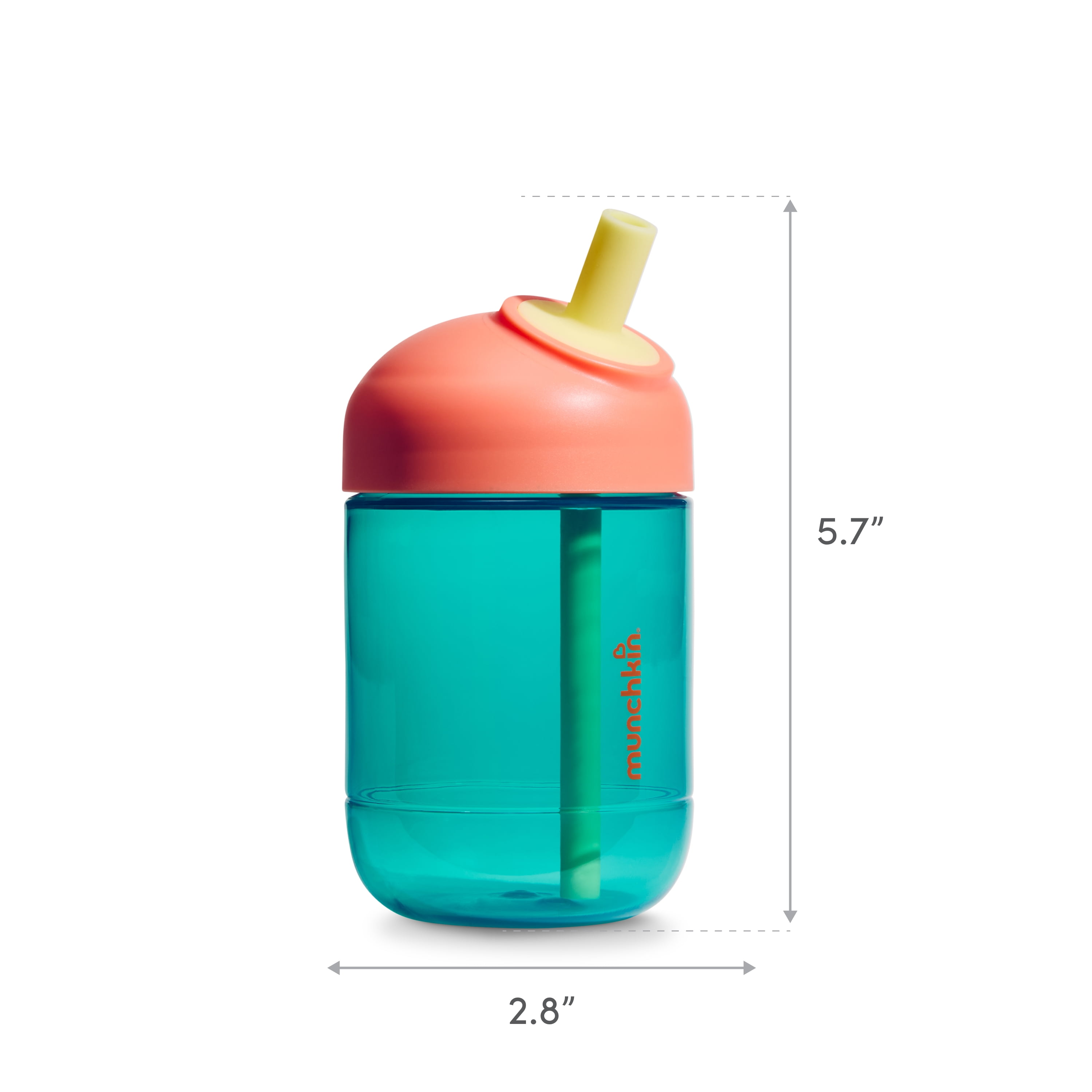 Munchkin® Perfect Angle Straw Cup - Spill-Proof Cup for Toddlers with Soft, Angled Straw, 10oz Coral