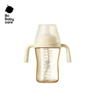 Bc Babycare Natural Flow Anti-Colic Sippy Cup,Weighted Straw Cup  Baby Water Bottles with Nipples Handles,10oz,Beige