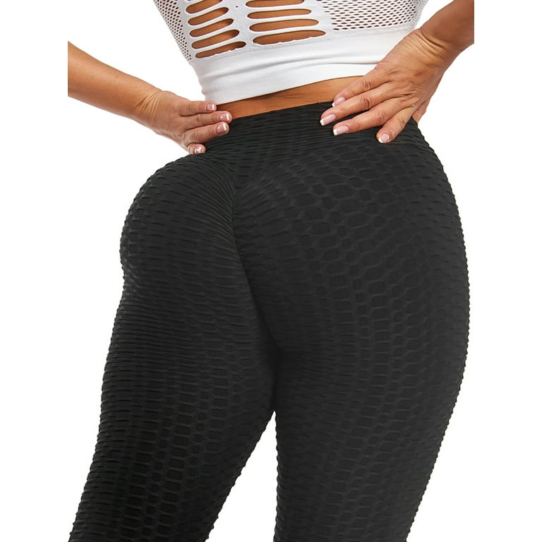 FUTATA Women Butt Lifting Sexy Leggings Textured Booty Tights High Waist  Tummy Control Workout Yoga Pants 