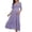 Light Purple, variant on Women's Maternity V Neck Maxi Dress, Textured Crinkle Short Sleeve Smocked Waist Long Dress, Flowy Tiered Ruffle Pregnancy Gown
