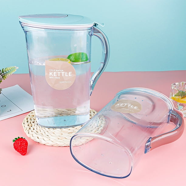 1,4L Cold Kettle con tapa escaescatable - Jarra portátil para bebidas helada, bebidas de fruta y zumos, jarra de plástico resistente al calor y sin BPA