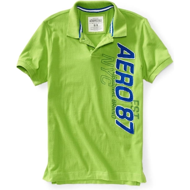 Aeropostale - Polo de rugby para hombre, vertical, original, Nyc, verde, mediano