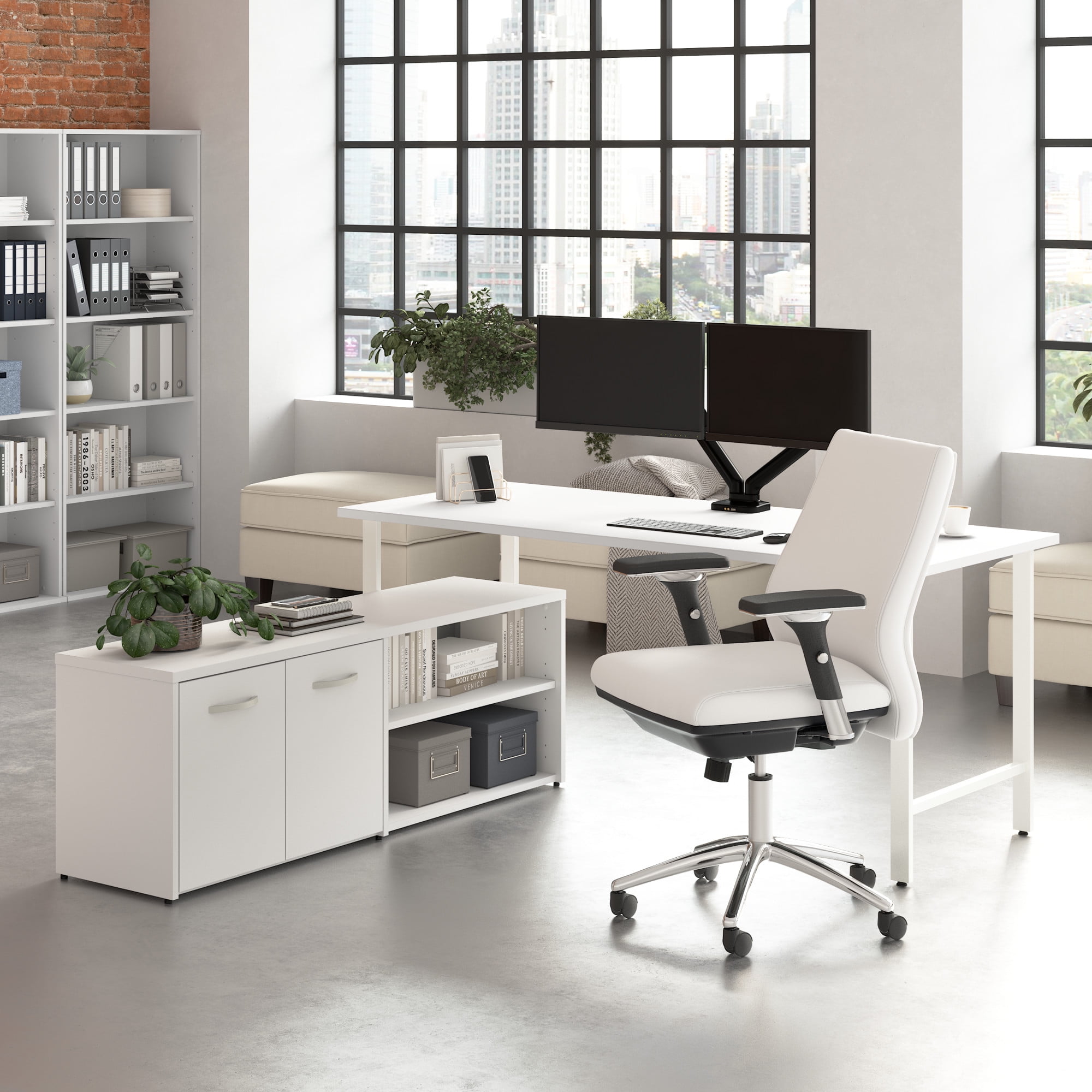 Bush Business Furniture Studio C L-Shaped Desk with Hutch, 72W x