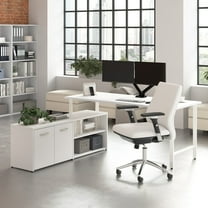 Hustle 72W Computer Desk with Storage Cabinet in White - Engineered Wood
