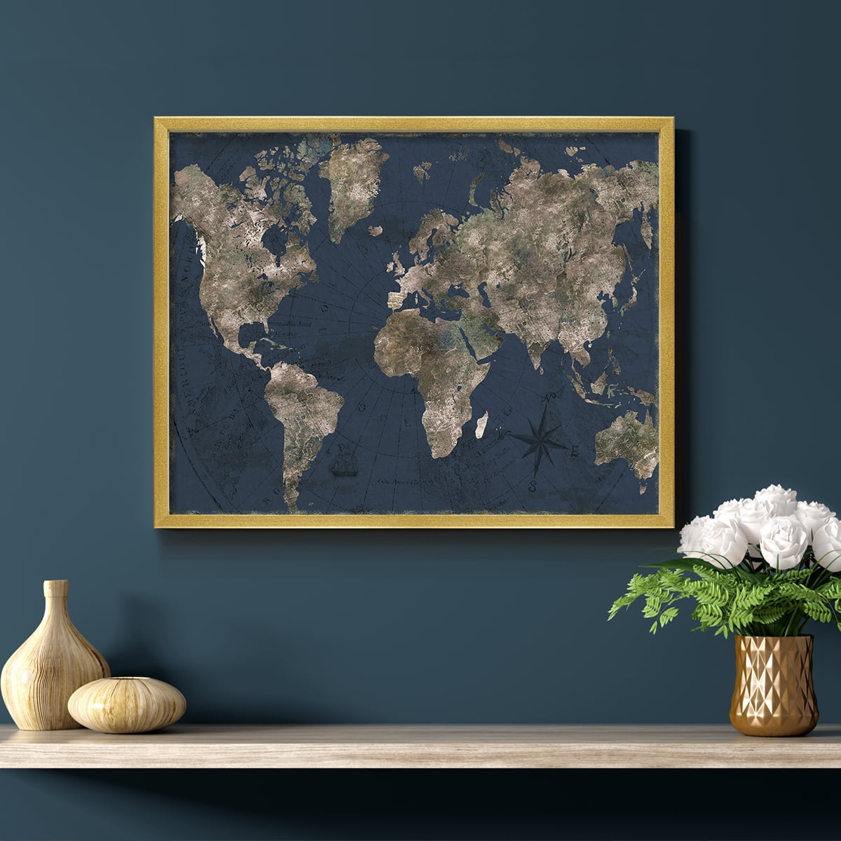 Navy Atlas by CAD Designs - Restickable Framed Giclée Print