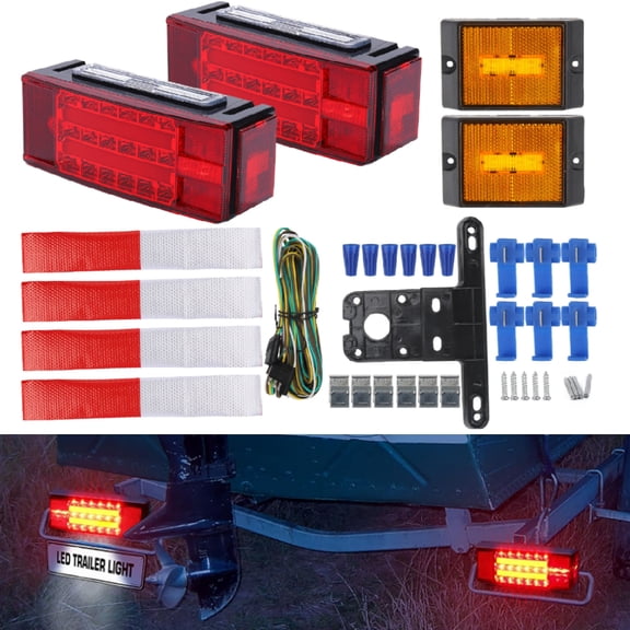 ASKITO 2PCS 12V LED Submersible Trailer Lights, Left & Right Tail/Brake/Turn/Running Lights for Boat, Truck, Marine