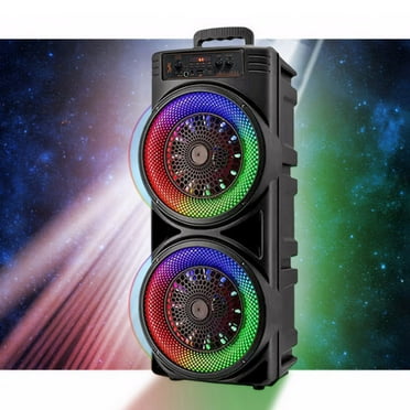 Bluetooth Speakers, Portable Wireless Loud Outdoor Home Party Bluetooth Speaker with Subwoofer, LED Colorful Lights, Microphone, Remote and Big Powerful Stereo Deep Bass Sound Boombox
